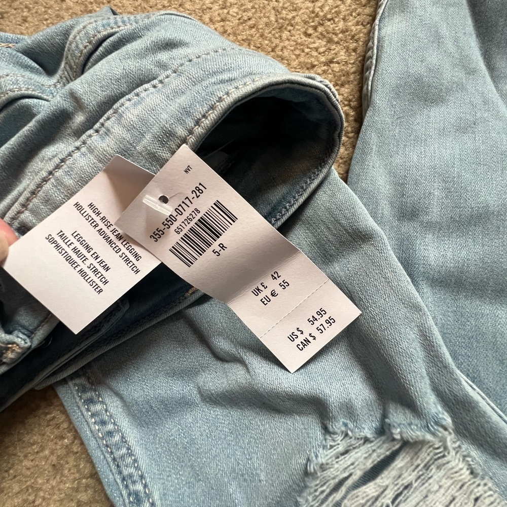 NWT High Rise Ripped Jean Leggings - Picture 3 of 5